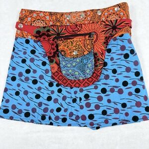 Women's‎ Festival Boho Hippy Artsy Grunge Wrap Around Reversible Mini Skirt